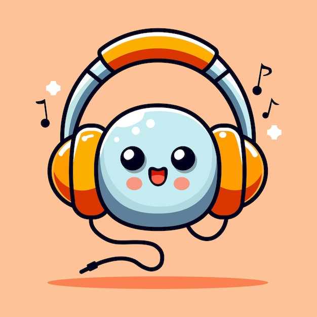 Vector cotton ball listening to music with headphones vector of a cotton ball listening to music