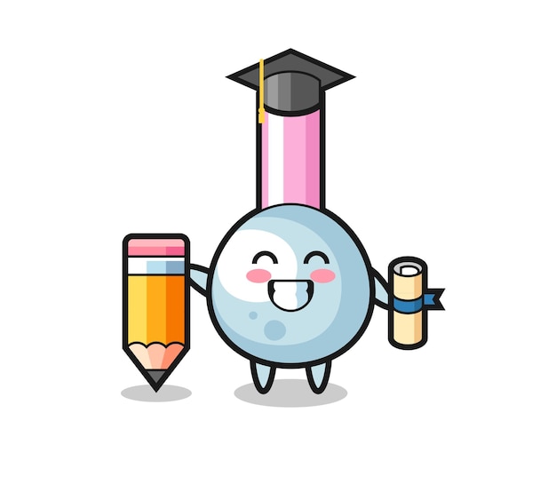 Cotton bud illustration cartoon is graduation with a giant pencil , cute style design for t shirt, sticker, logo element