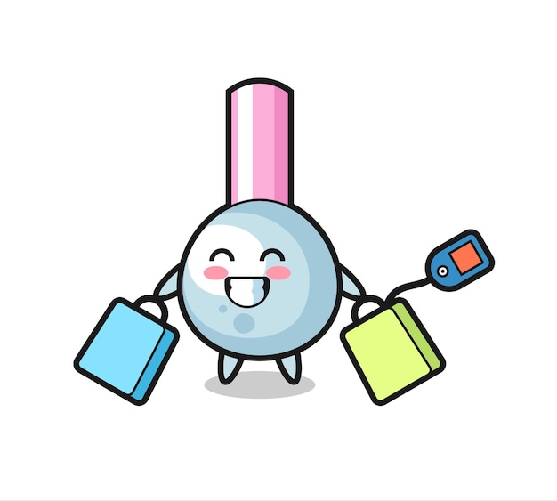 Cotton bud mascot cartoon holding a shopping bag , cute style design for t shirt, sticker, logo element