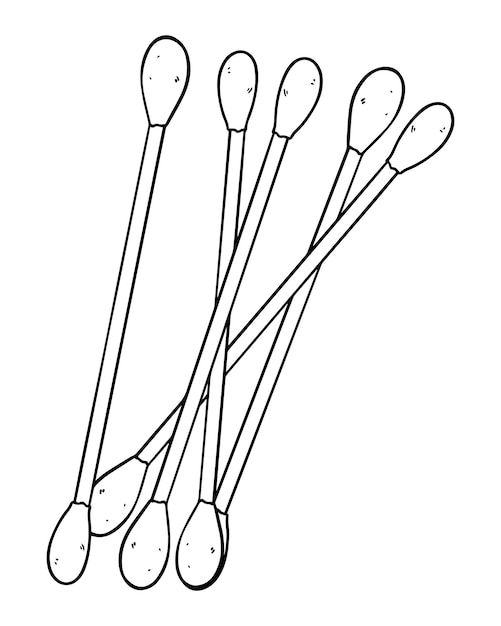 Cotton buds doodle line cartoon