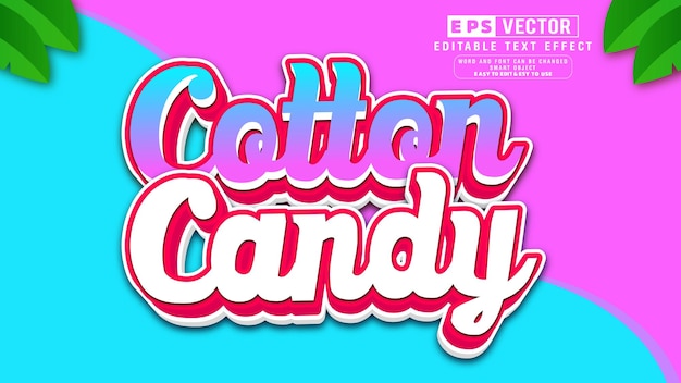 Cotton Candy 3d Editable Text Effect Vector With Background