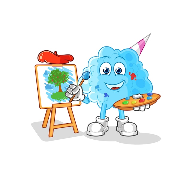 Cotton candy artist mascot cartoon vector