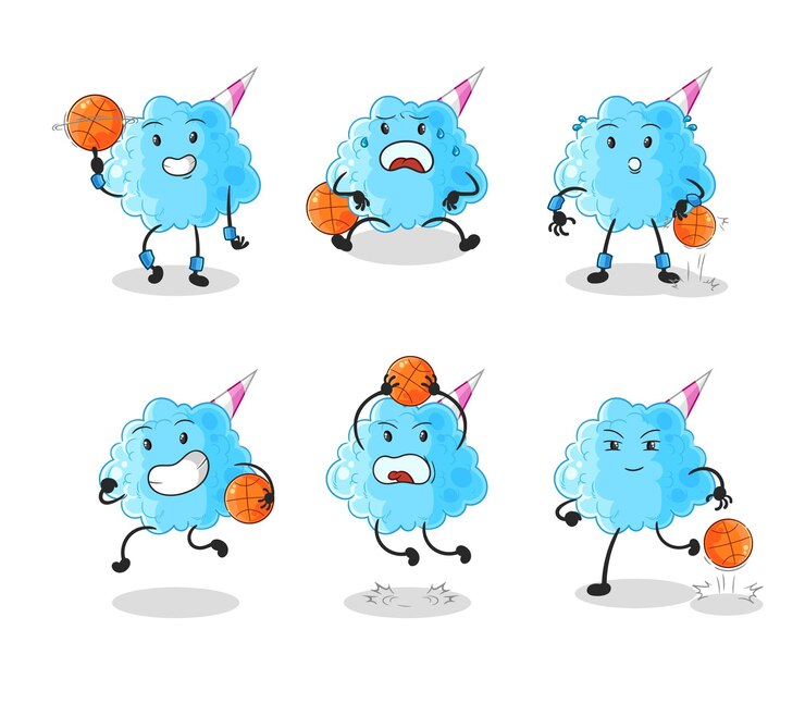 Vector cotton candy basketball player group character mascot vector