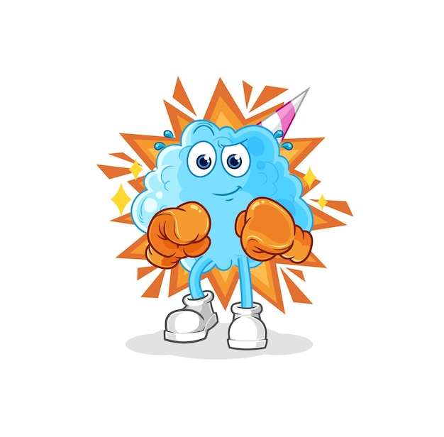 Cotton candy boxer character cartoon mascot vector