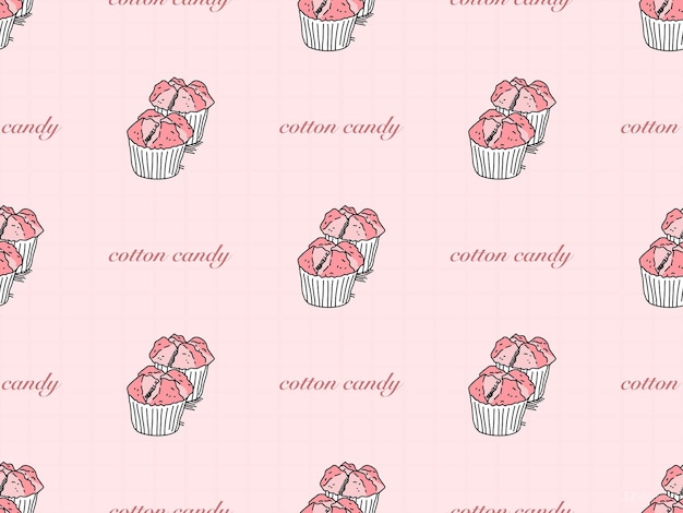 Cotton candy cartoon character seamless pattern on pink background