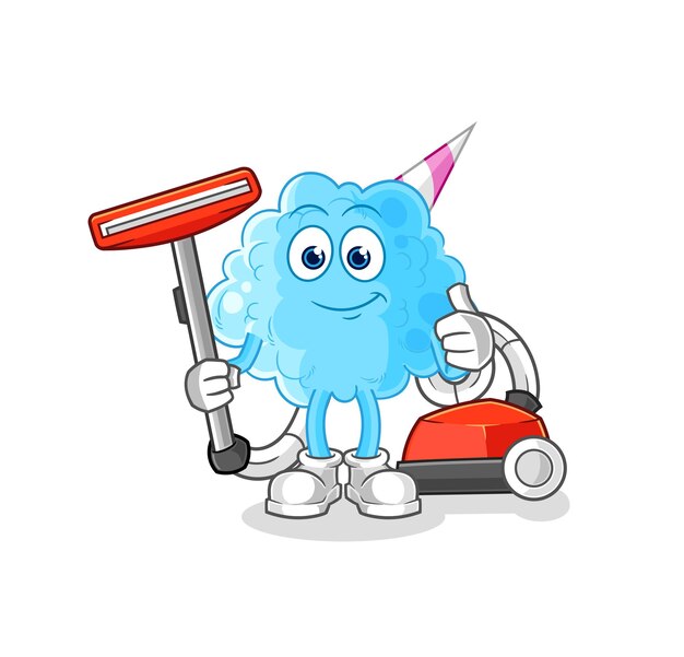 Cotton candy clean with a vacuum character vector