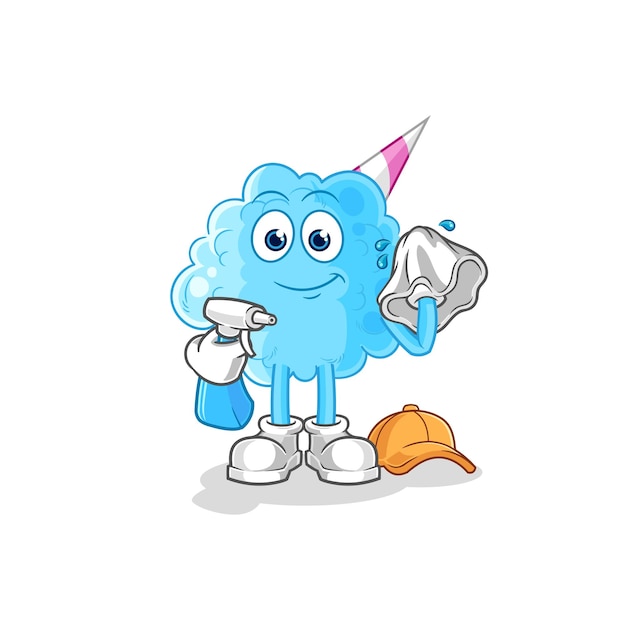 Cotton candy cleaner vector cartoon character