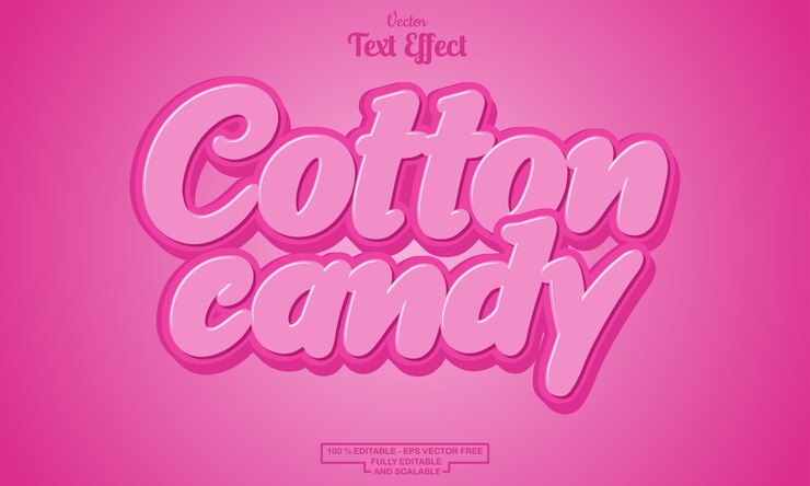 Vector cotton candy modern cartoon editable text effect design