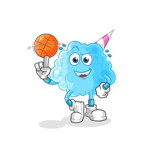 Cotton candy playing basket ball mascot cartoon vector