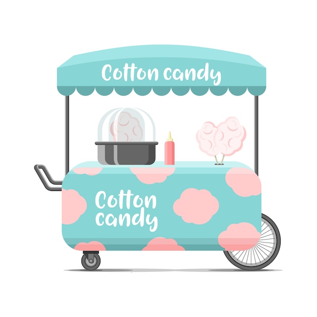 Cotton candy street food cart illustration