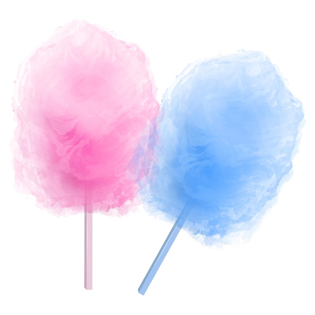 Cotton candy Sugar clouds 3d vector Format Cartoon illustration