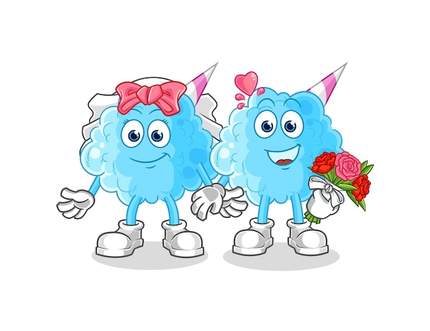 Cotton candy wedding cartoon cartoon mascot vector