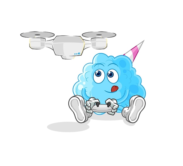 Vector cotton candy with drone character cartoon mascot vector