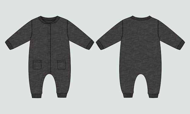 Cotton fleece fabric all in one romper suits black color template for kids