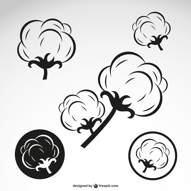 Vector cotton flowers outline