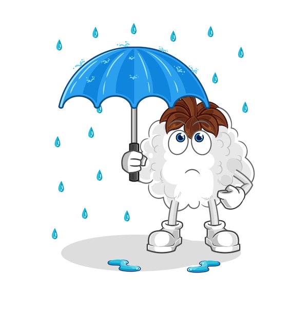 Cotton holding an umbrella illustration character vector