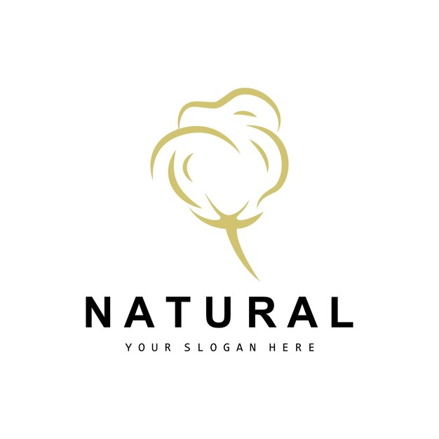 Cotton Logo Natural Biological Organic Plant Design Beauty Textile and Clothing Vector Soft Cotton Flowers