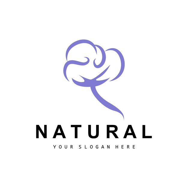 Cotton Logo Natural Biological Organic Plant Design Beauty Textile and Clothing Vector Soft Cotton Flowers