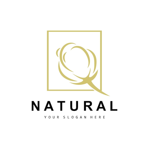 Cotton logo natural biological organic plant design beauty textile and clothing vector soft cotton flowers