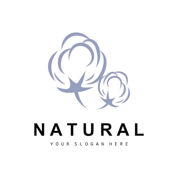 Cotton Logo Natural Biological Organic Plant Design Beauty Textile and Clothing Vector Soft Cotton Flowers