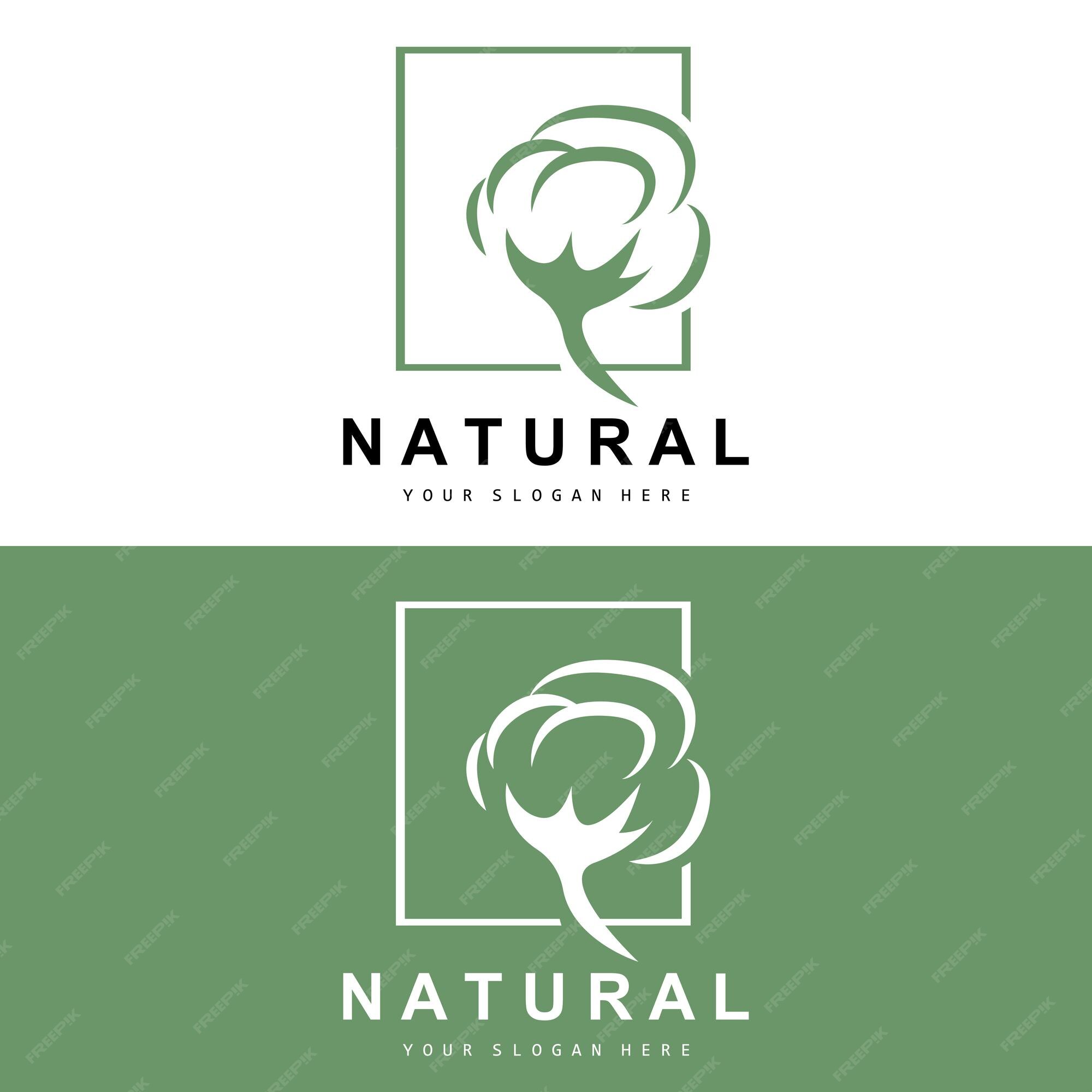 Premium Vector | Cotton logo natural biological organic plant design ...