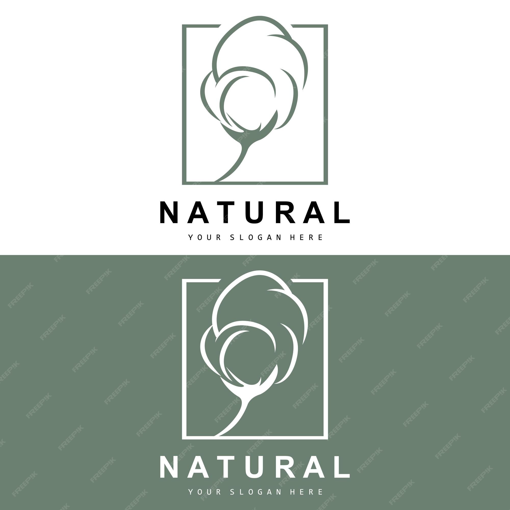 Premium Vector | Cotton logo natural biological organic plant design ...