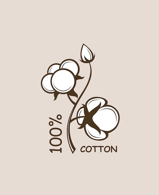 Vector cotton plant branch