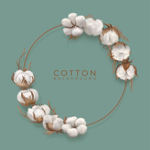 Cotton plant into circle frame and place for text