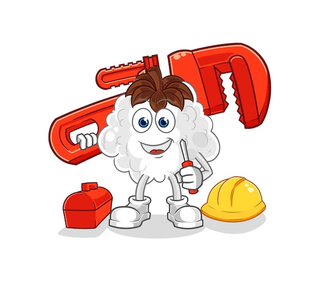 Cotton plumber cartoon cartoon mascot vector