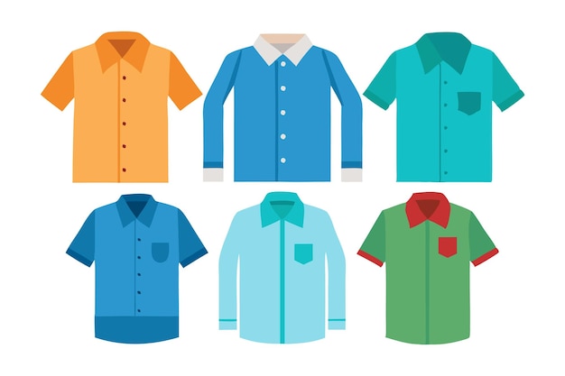 cotton shirt clothes set isolated flat vector illustration on white background