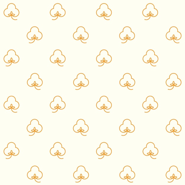 Cotton vector outline seamless pattern