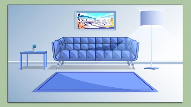 Couch interior design cartoon style