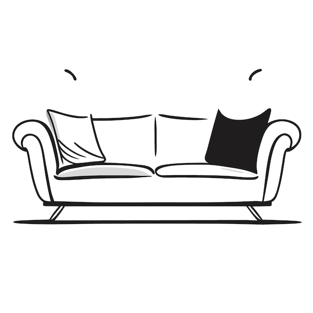 couch vector illustration doodle line art