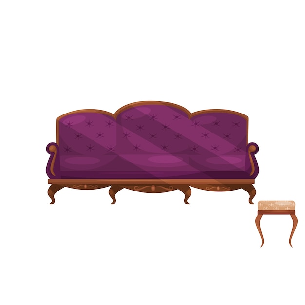 Vector couch with purple velvet trim and chair with beige trim interior objects classic furniture for