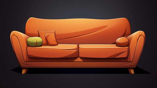 Vector a couch with a red pillow and a green pillow