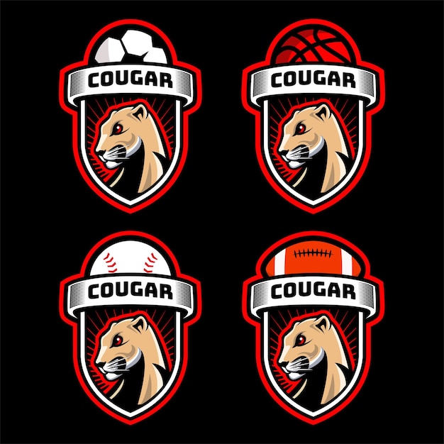 Collezione logo distintivo sportivo testa cougar