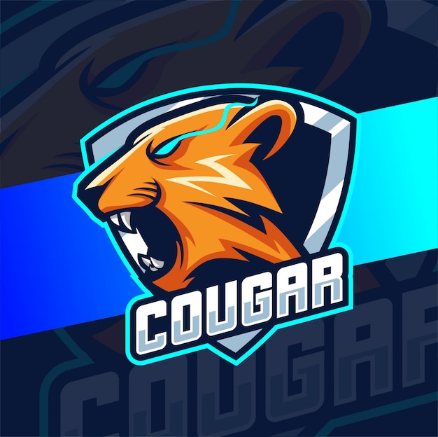 Vector cougar puma mascot esport logo design