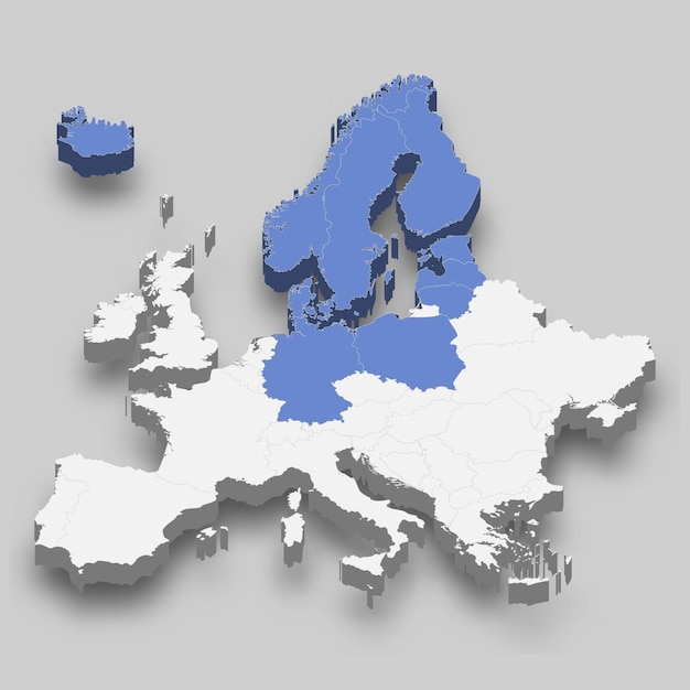 バルト海諸国評議会 ヨーロッパにおける位置 3d地図