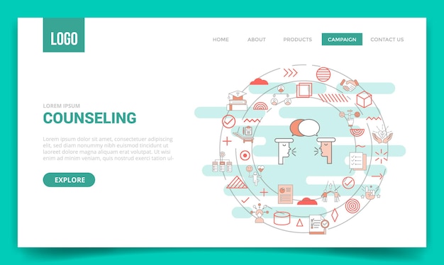 Counseling concept with circle icon for website template or landing page homepage