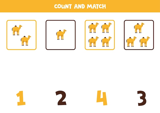 Count all camels and match with the correct number