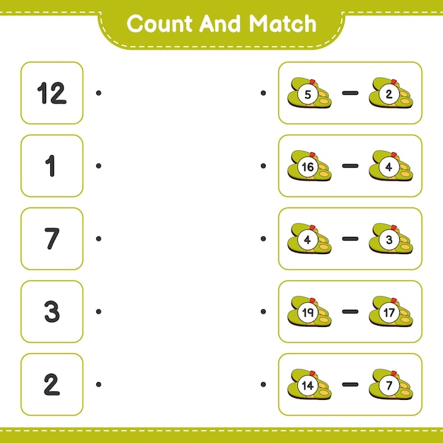 Подсчитайте и сопоставьте количество тапочек и сравните их с правильными числами