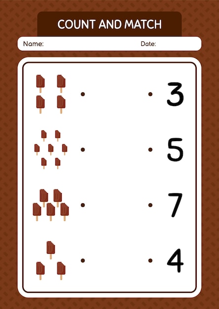 就学前の子供たちの子供たちの活動シートのためのアイスクリームワークシートとゲームを数えて一致させます