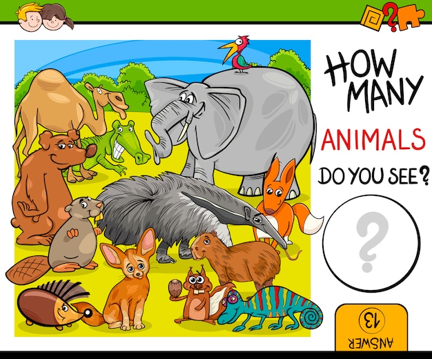 count animals activity for children