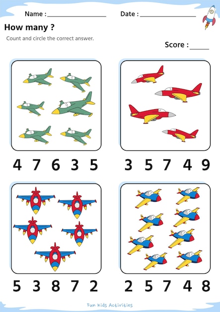 count and circle the correct answer with air theme
