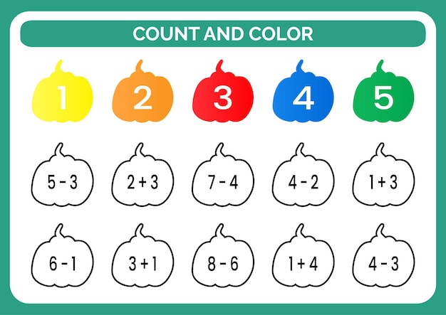 Vector count and color worksheet for kids