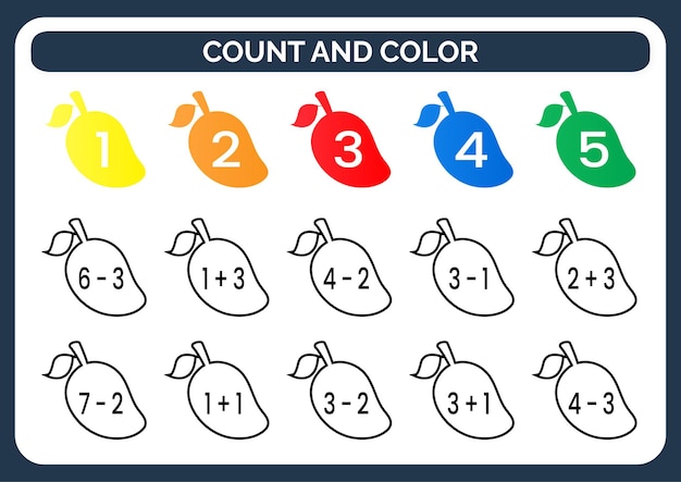 Vector count and color worksheet for kids