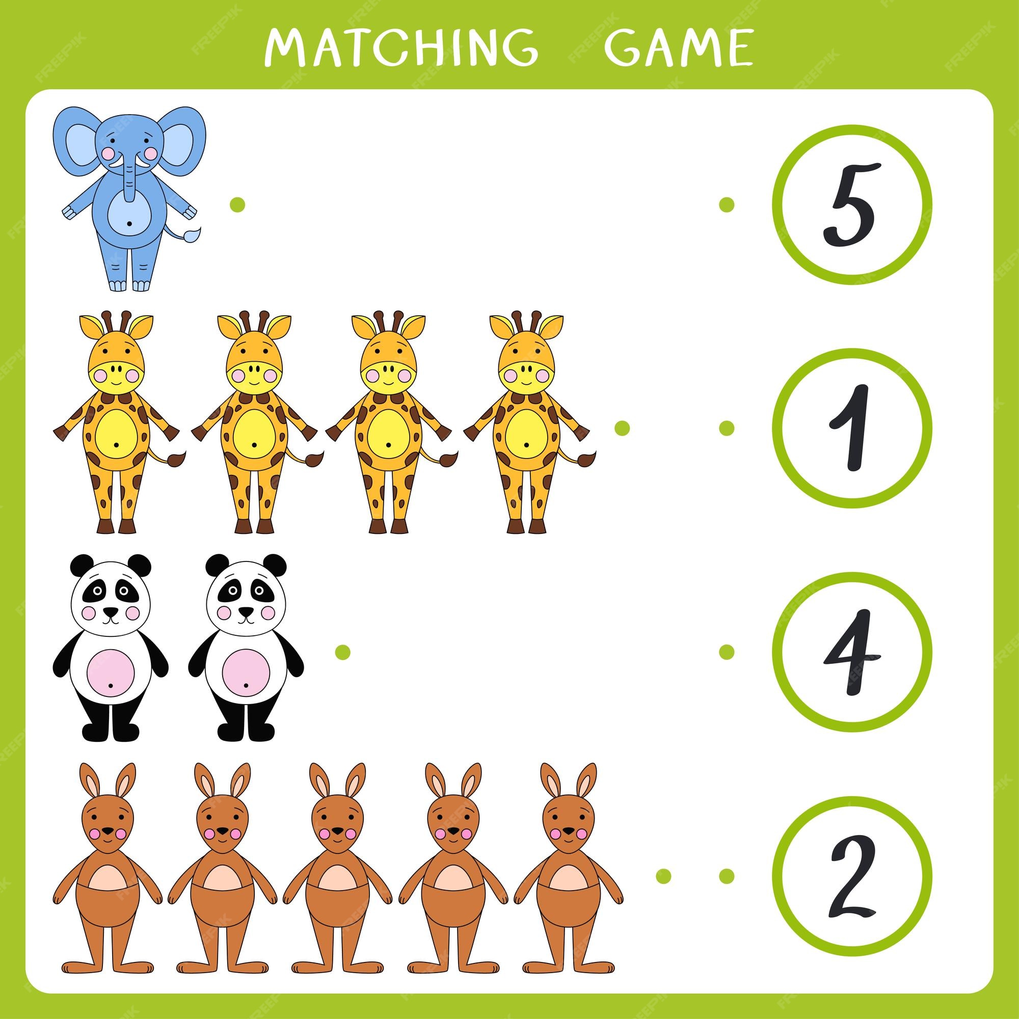 Premium Vector | Count how many animals and connect with number Premium Vector | Count how many animals and connect with number
