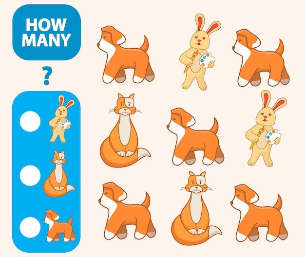 Count how many catsharesdogs is educational game Maths task development of logical thinking