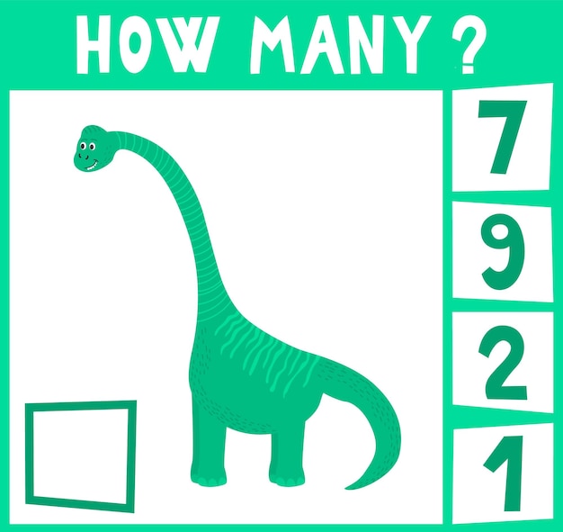 Count how many dinosaurs Mini math game how many for preschoolers and kindergarten Cartoon Vector Illustration of Education Counting Game for Preschool Children One object