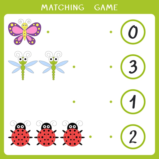 Count how many insects and connect with number